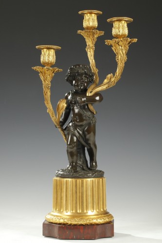 Paire de candélabres "Faune et Bacchus" d'après Clodion, France circa 1800 - 