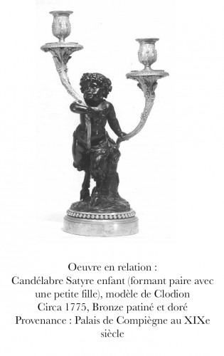 Antiquités - Paire de candélabres "Faune et Bacchus" d'après Clodion, France circa 1800