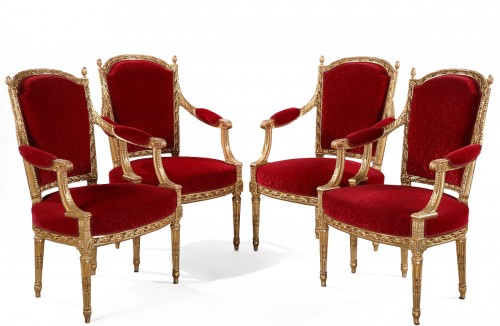 Suite de quatre fauteuils par A. Levraux, France XIXe siècle