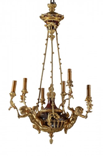 Lustre à 6 lumières Napoléon III, France circa 1870