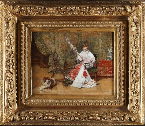 &quot;The Spinner&quot; signed E. Toudouze, France, Circa 1885