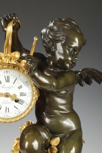 Horology  - &quot;The Drummer Child&quot; Clock Set Signed Brulfer Paris, France circa 1880