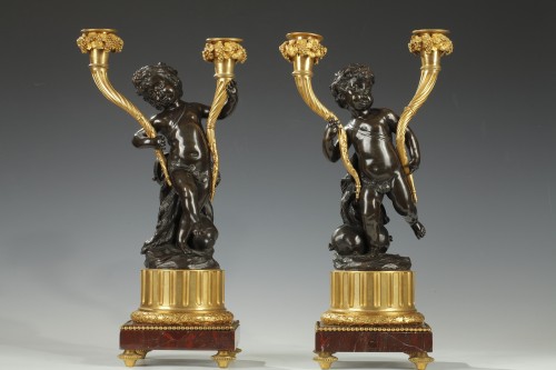  - &quot;The Drummer Child&quot; Clock Set Signed Brulfer Paris, France circa 1880