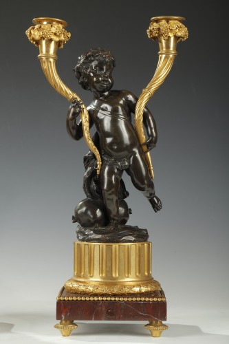 Antiquités - &quot;The Drummer Child&quot; Clock Set Signed Brulfer Paris, France circa 1880