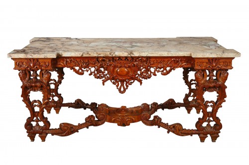 Large Régence Style Carved Wood Center Table, France circa 1880