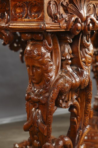 Large Régence Style Carved Wood Center Table, France circa 1880 - 