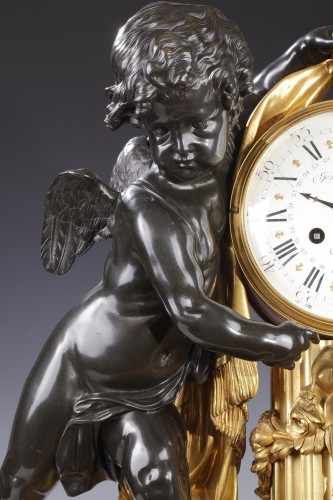 Gilded &amp; Patinated &quot;Cupid&quot; Clock Signed F. Berthoud, France circa 1880 - Horology Style 