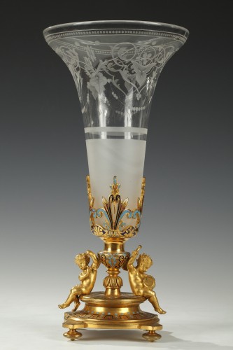 19th century - Pair of Trumpet Vases Attributed to A. Giroux, France, Circa 1880