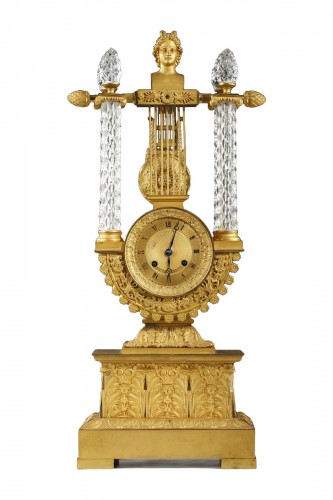  Charles X Period " Bust of Apollo" Gilded Bronze Clock, France, Circa 1830