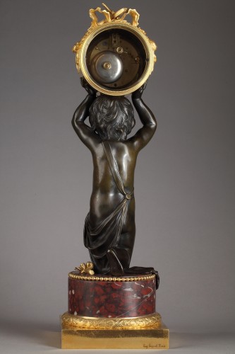 19th century - Patinated and Gilded Bronze Putti Clock by E. Hazart, France, Circa 1880