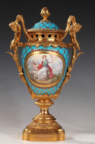 Pair of Gilt Bronze and Enameled &quot;Sèvres&quot; Porcelain Vases, France, c. 1880 - 