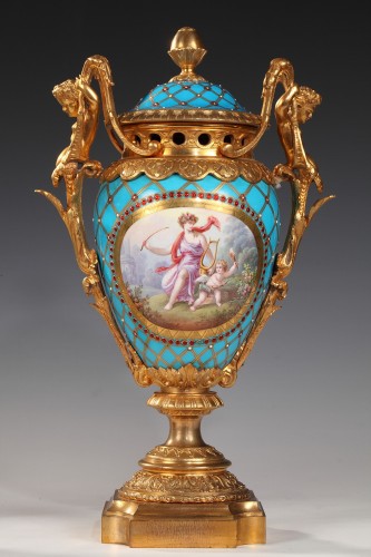  - Pair of Gilt Bronze and Enameled &quot;Sèvres&quot; Porcelain Vases, France, c. 1880
