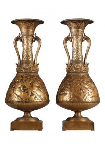 Pair of Neo-Greek Amphoras Vases by F. Levillain & F. Barbedienne, c. 1880
