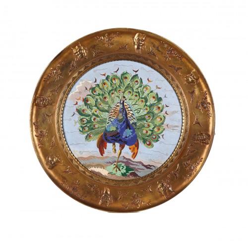 Aesthetic Movement Enameled Plate attr. to Elkington and A. Willms, c.1875