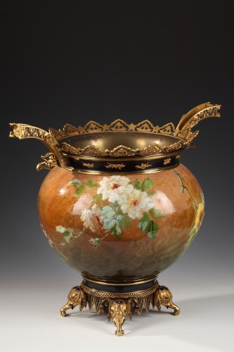 Decorative Objects  - Important Earthenware Planter attr. to F. Barbedienne, France, Circa 1880