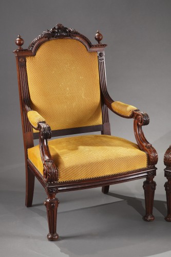 Seating  - Pair of Armchairs attributed to H.A. Fourdinois, France Circa 1870