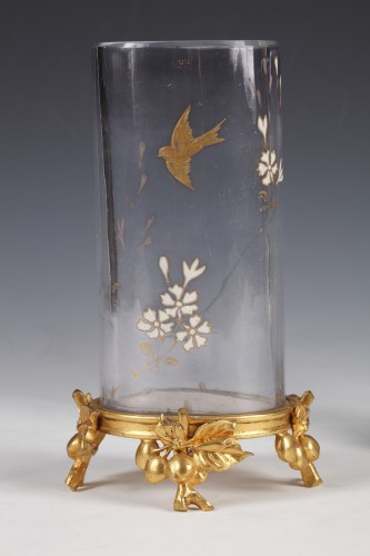 Decorative Objects  -  Pair of &quot;Japonisme&quot; Baccarat Crystal &amp;Gilded Bronze Vases, France, c. 1880