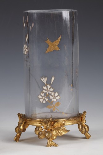  Pair of &quot;Japonisme&quot; Baccarat Crystal &amp;Gilded Bronze Vases, France, c. 1880 - 