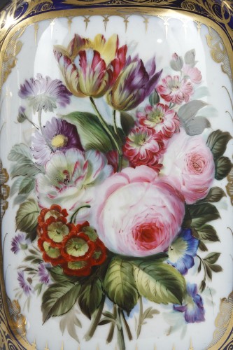 Paire de Vases fleuris en porcelaine de Valentine, France circa 1860 - Napoléon III