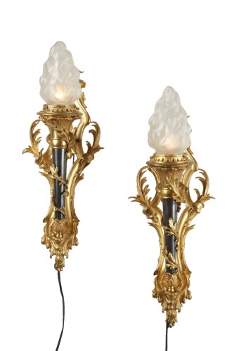 Pair of Louis XVI Style Torch Wall-Lights by Gagneau, France, circa 1880