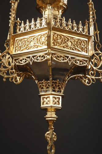 XIXe siècle - Lustre néo-Gothique attribué à F. Barbedienne, France fin XIXe siècle
