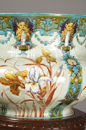 Objet de décoration Cassolettes, coupe et vase - Jardinière en porcelaine de Gien, France circa 1880