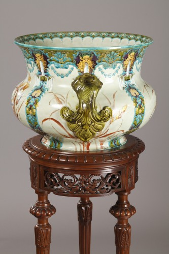 XIXe siècle - Jardinière en porcelaine de Gien, France circa 1880