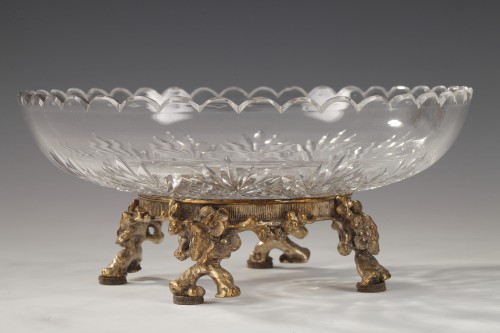 Antiquités - Centre de table en cristal taillé attr. à Baccarat, France circa 1870