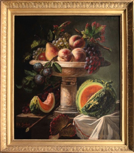 François-FrédériC Grobon (1815-1902) Still life - Paintings & Drawings Style Napoléon III