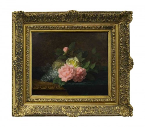 Jules Ferdinand MEDARD (c. 1855 - 1925) - Roses on an entablature