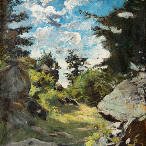 Jean Seignemartin (1848-1875) - Lumière dans un sous-bois - Tableaux et dessins Style Napoléon III