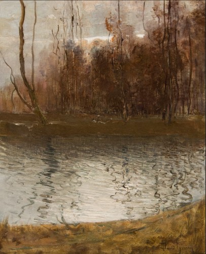 GIRIN David (1848 – 1917), Crépuscule sur l'étang