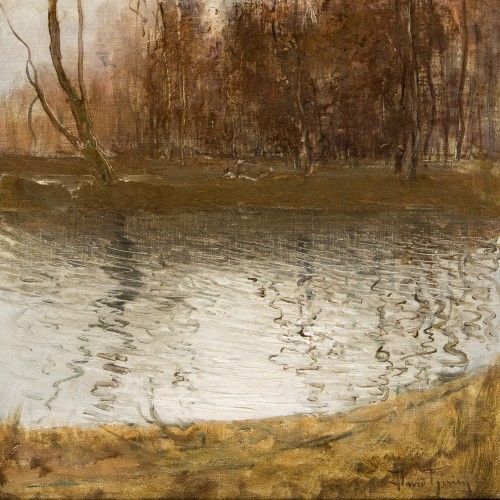 GIRIN David (Lyon, 1848 – id., 1917), Twilight On The Pond  - 