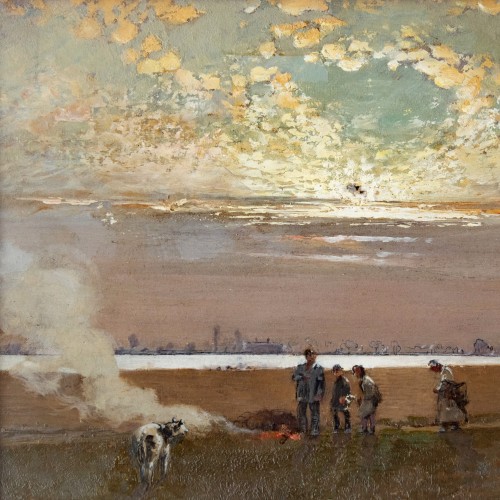 Paintings & Drawings  - GIRIN David (Lyon, 1848 – id., 1917), Evening In The Dombes (1915)  