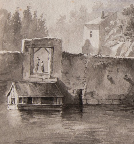 Jean-Jacques DE BOISSIEU (1736-1810) - Les Abords du château de Pierre Scize - Tableaux et dessins Style Napoléon III