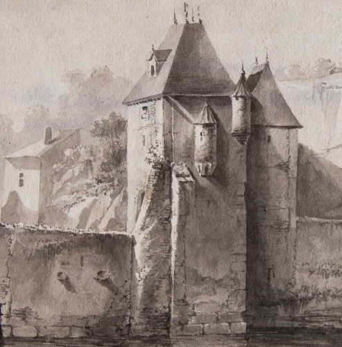 Tableaux et dessins Dessin, Aquarelle & Pastel - Jean-Jacques DE BOISSIEU (1736-1810) - Les Abords du château de Pierre Scize