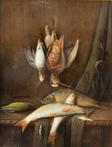 Tableaux et dessins Tableaux XIXe siècle - Jean-Claude Pizzetty dit Claudius Pizzetta (1832 -1894), Nature morte aux poissons