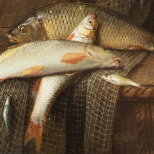 Jean-Claude Pizzetty dit Claudius Pizzetta (1832 -1894), Nature morte aux poissons - Napoléon III
