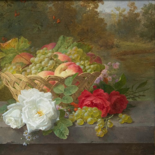 Jules Ferdinand Medard (1855 - 1925) - Panier tressé aux fruits et aux fleurs - Tomaselli Collection