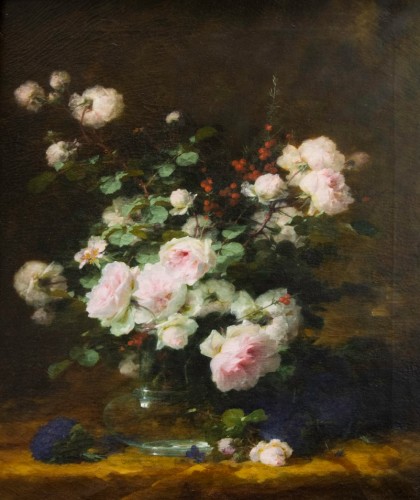 André PERRACHON (1828 -1908) - Vase of roses 