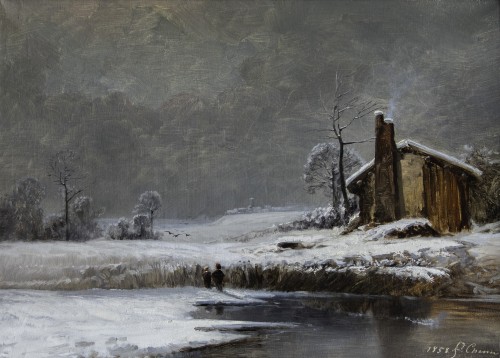Fleury CHENU ( 1833 - 1875)  - Bresse winter landscape 