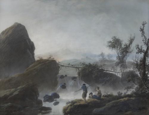 Jean-Baptiste PILLEMENT (1728 - i1808) - Pêcheurs près d'une cascade