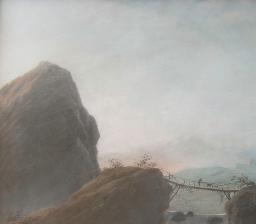 XVIIIe siècle - Jean-Baptiste Pillement (1728 - 1808) - Pêcheurs près d'une cascade