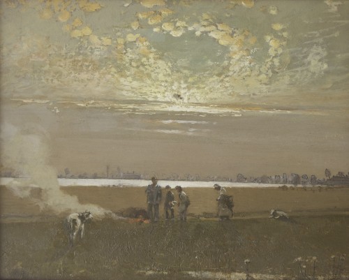 David Eugène GIRIN (1848 - 1917) - Un soir dans les Dombes (1915)