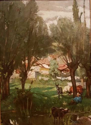 Jean SEIGNEMARTIN ( 1848 - 1960) - Landscape and animals (1868)