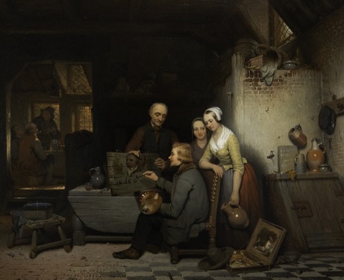 Célestin MARSCHOUW - The painter at work in an inn