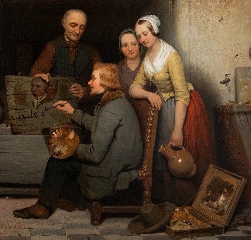 Célestin Marschouw (1825 - 1902) - Le peintre au travail dans une aube - Tableaux et dessins Style Napoléon III