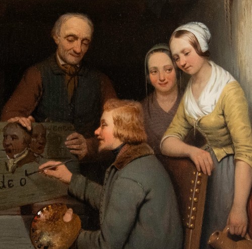 Tableaux et dessins Tableaux XIXe siècle - Célestin Marschouw (1825 - 1902) - Le peintre au travail dans une aube