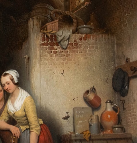 Célestin Marschouw (1825 - 1902) - Le peintre au travail dans une aube - Tomaselli Collection