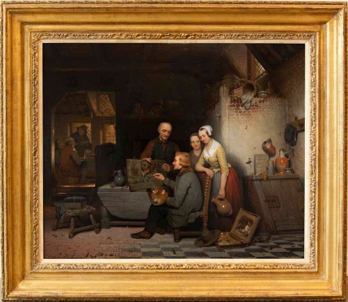 Antiquités - Célestin Marschouw (1825 - 1902) - Le peintre au travail dans une aube